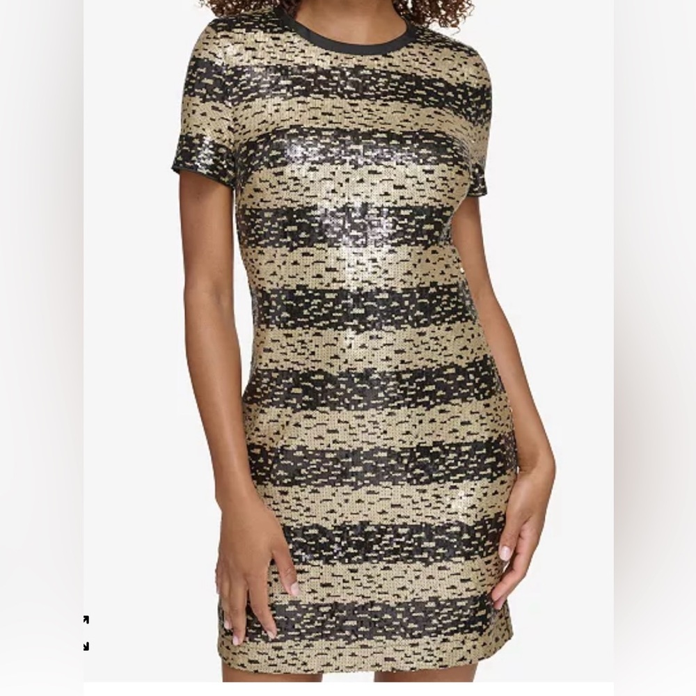 Karl Lagerfeld Paris Women’s Sequined Dress - Black & Gold Size 14